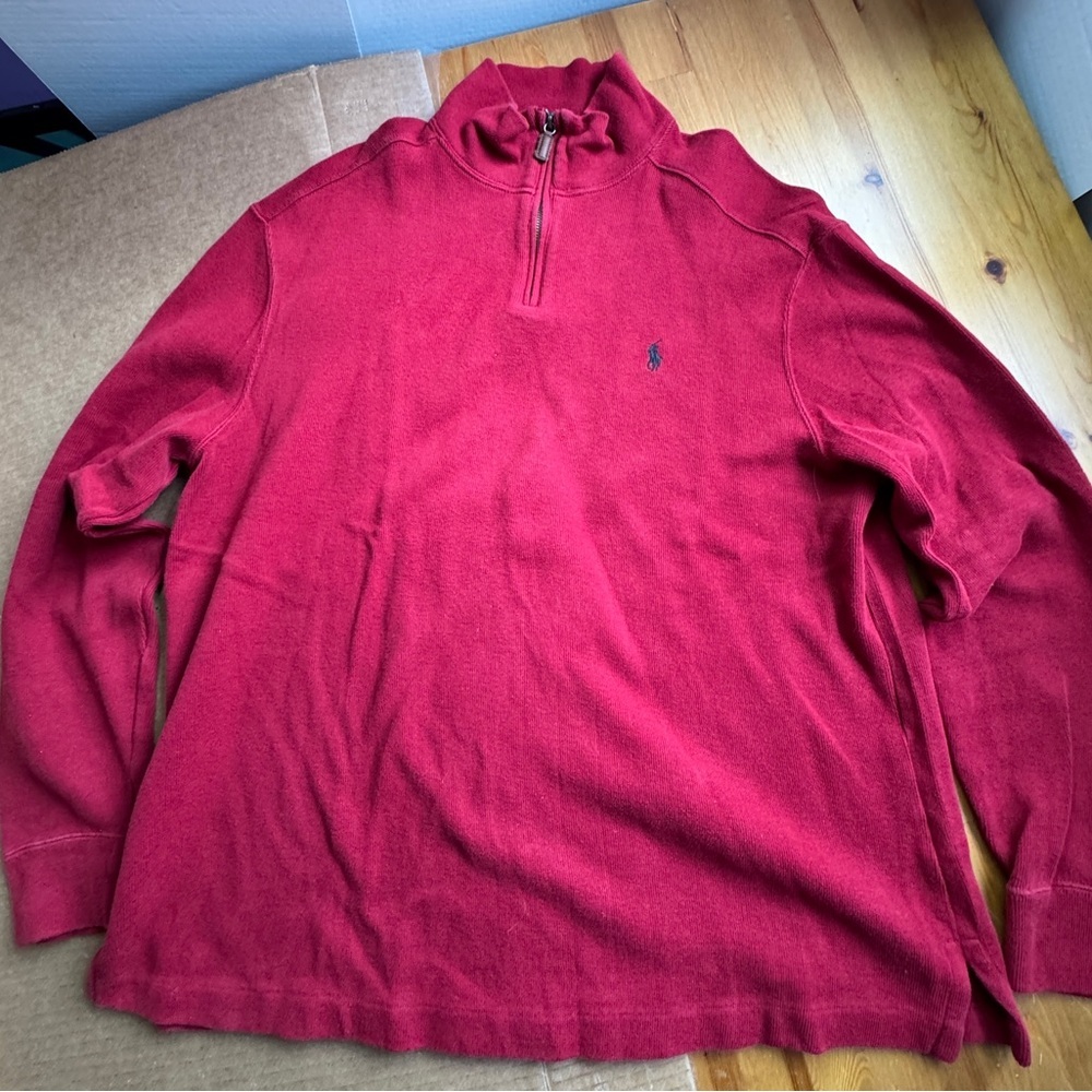 Ralph Lauren quarter zip pullover red size xl cotton